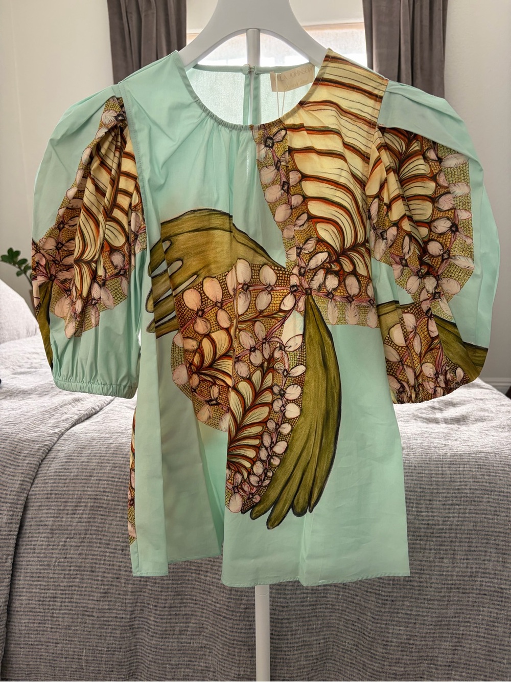Brand NWT Ulla Johnson Ravena Puff Sleeve Top size 2 in Water Blossoms print - Picture 7 of 10